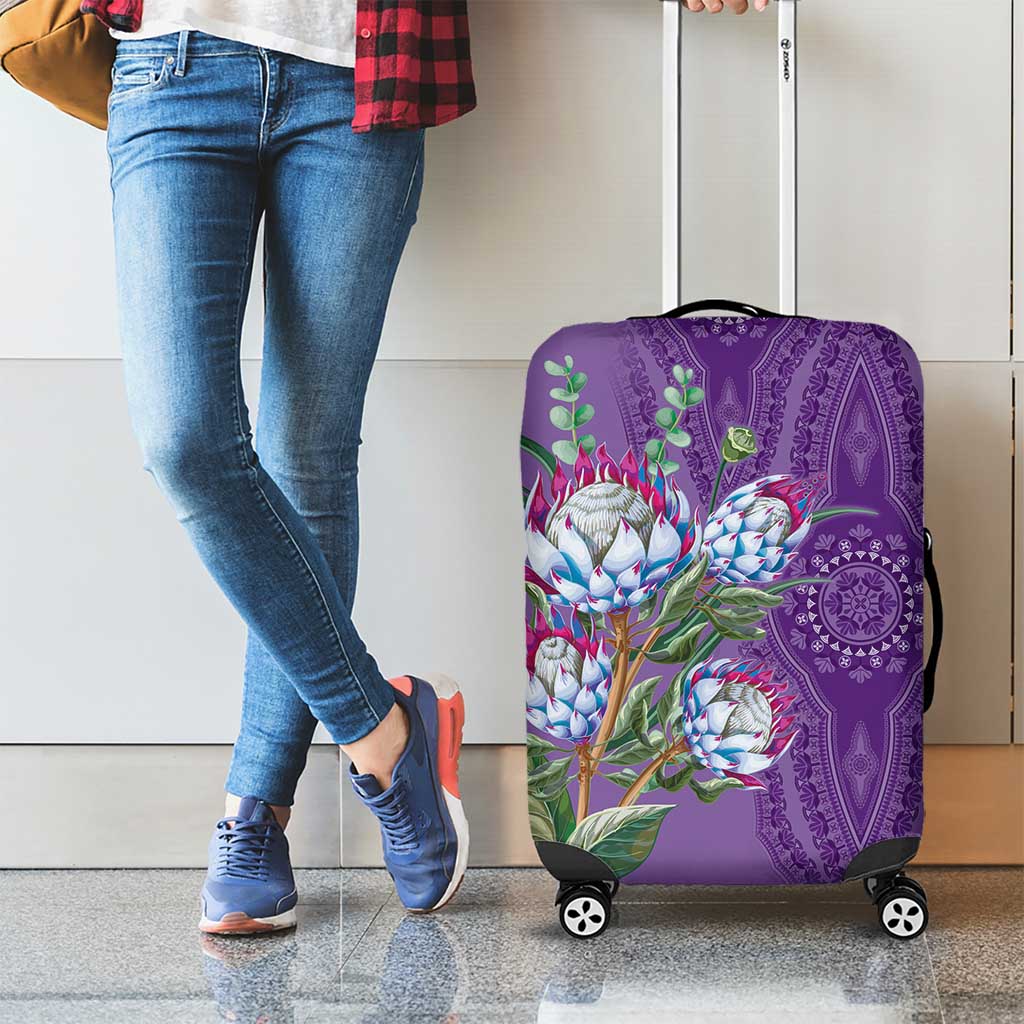 Africa King Proteas Dashiki Motif Luggage Cover Violet Style - Wonder Print Shop