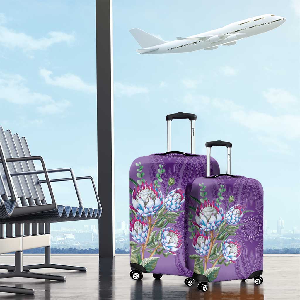 Africa King Proteas Dashiki Motif Luggage Cover Violet Style - Wonder Print Shop