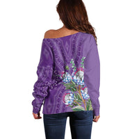 Africa King Proteas Dashiki Motif Off Shoulder Sweater Violet Style - Wonder Print Shop