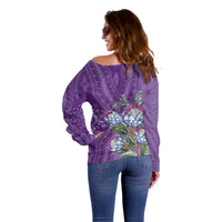 Africa King Proteas Dashiki Motif Off Shoulder Sweater Violet Style - Wonder Print Shop