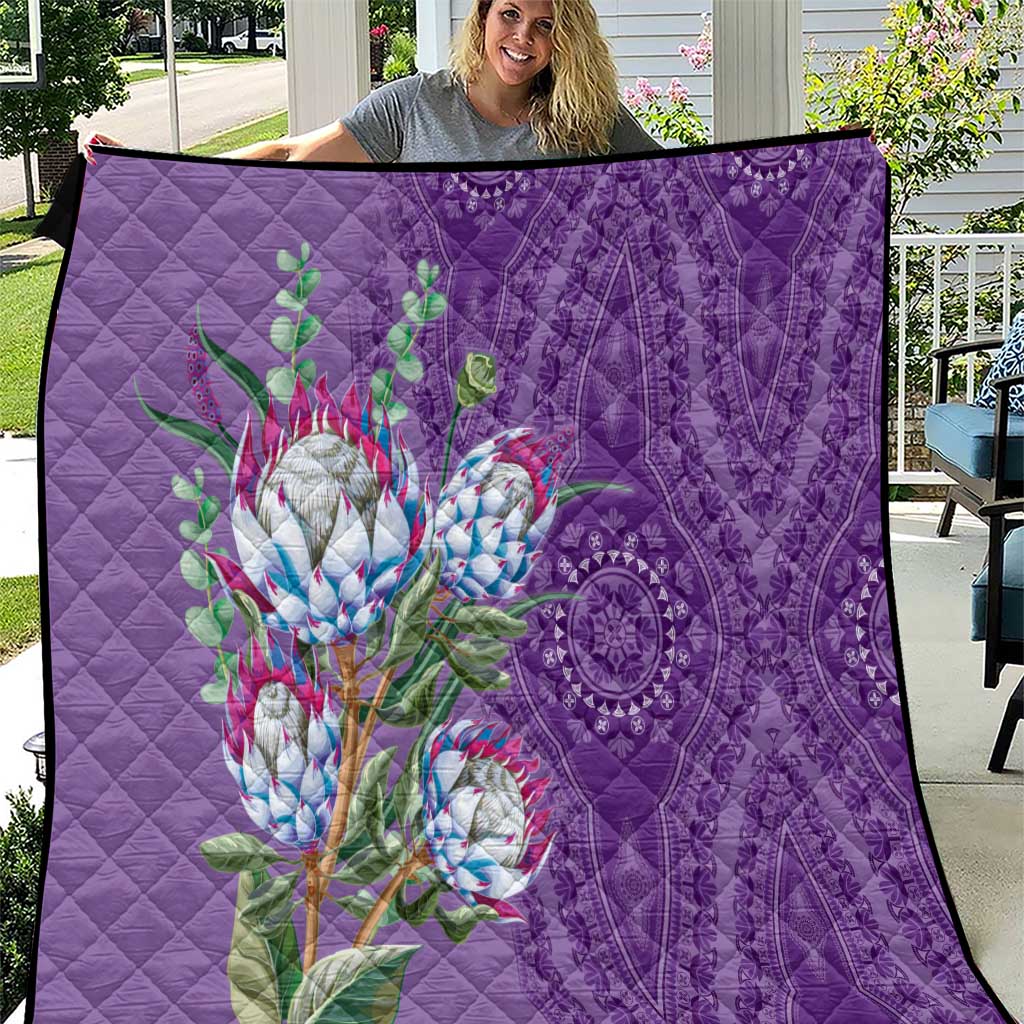 Africa King Proteas Dashiki Motif Quilt Violet Style - Wonder Print Shop