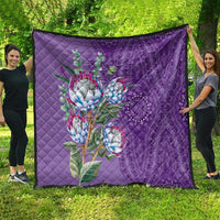 Africa King Proteas Dashiki Motif Quilt Violet Style - Wonder Print Shop