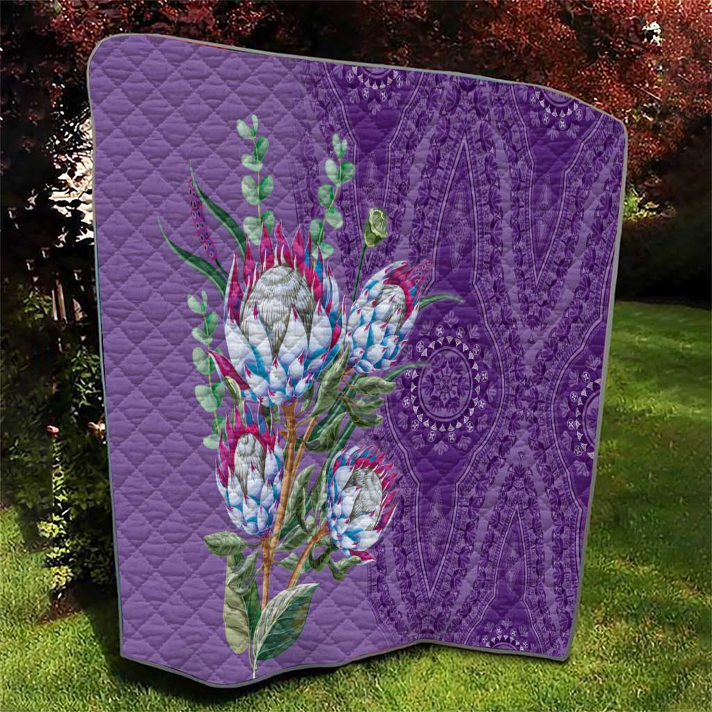 Africa King Proteas Dashiki Motif Quilt Violet Style - Wonder Print Shop
