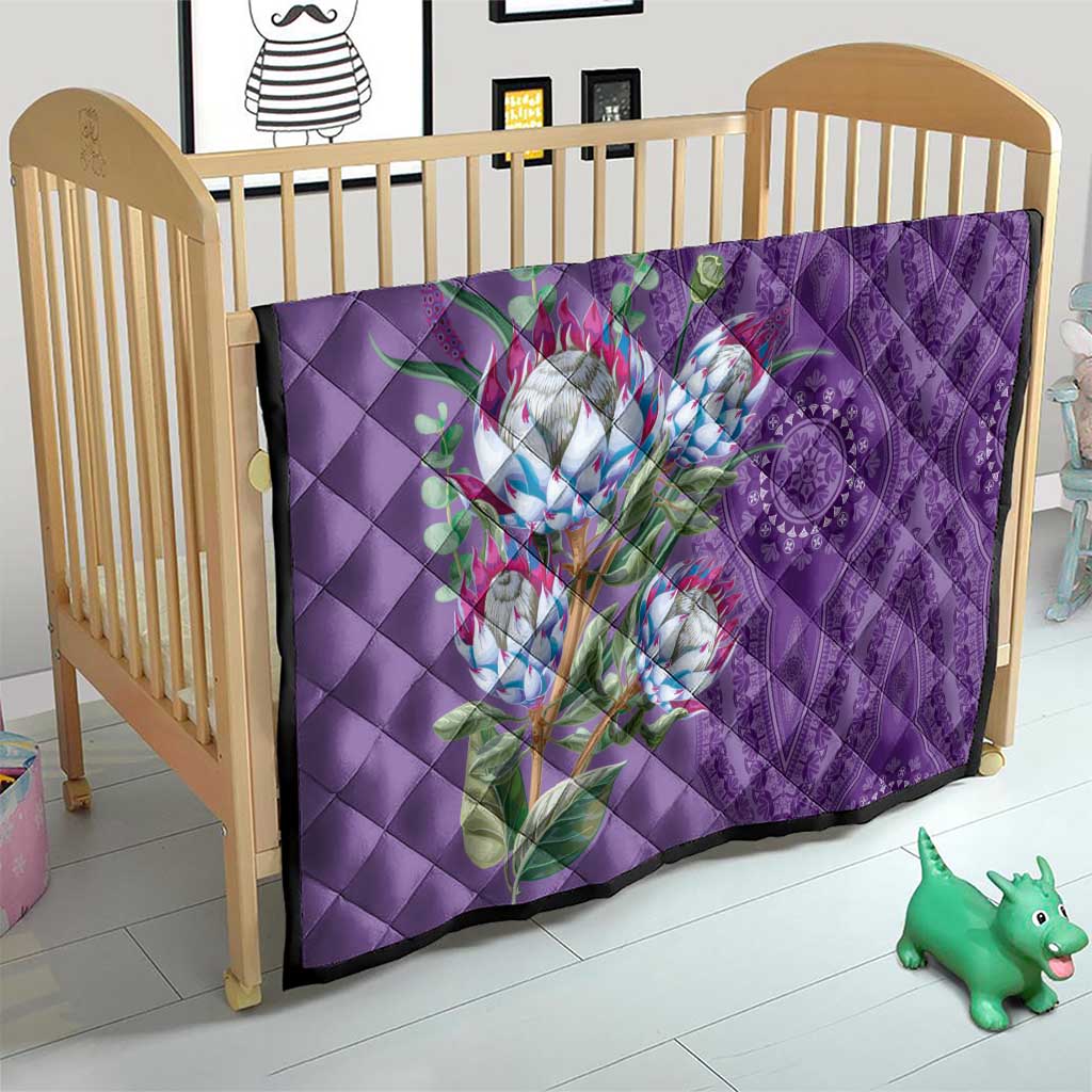 Africa King Proteas Dashiki Motif Quilt Violet Style - Wonder Print Shop