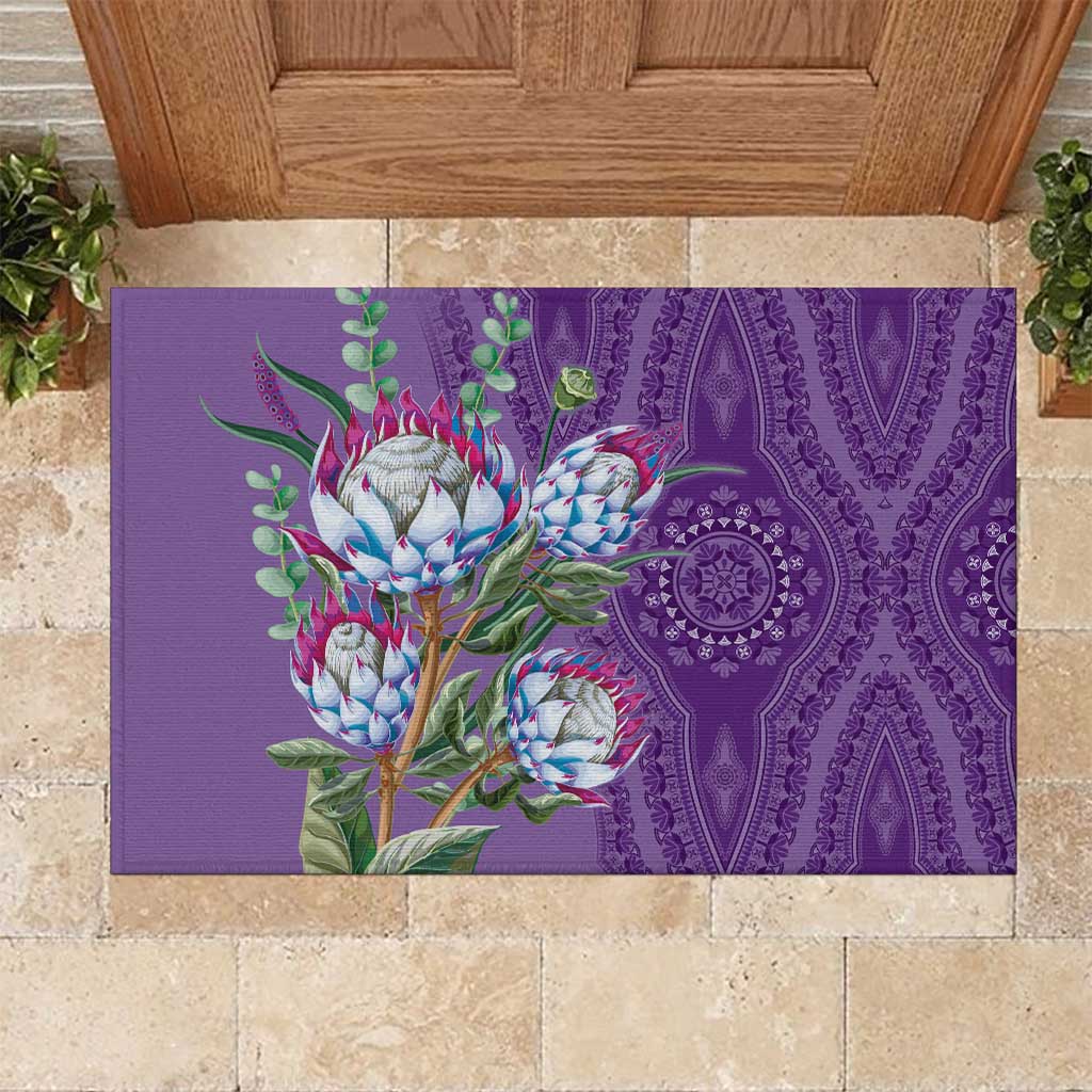Africa King Proteas Dashiki Motif Rubber Doormat Violet Style - Wonder Print Shop