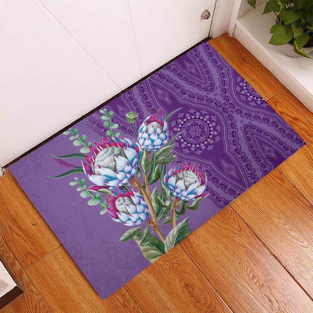 Africa King Proteas Dashiki Motif Rubber Doormat Violet Style - Wonder Print Shop