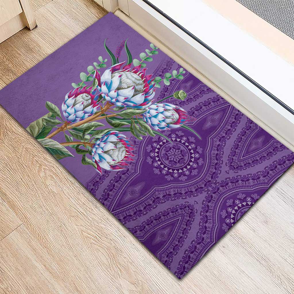 Africa King Proteas Dashiki Motif Rubber Doormat Violet Style - Wonder Print Shop