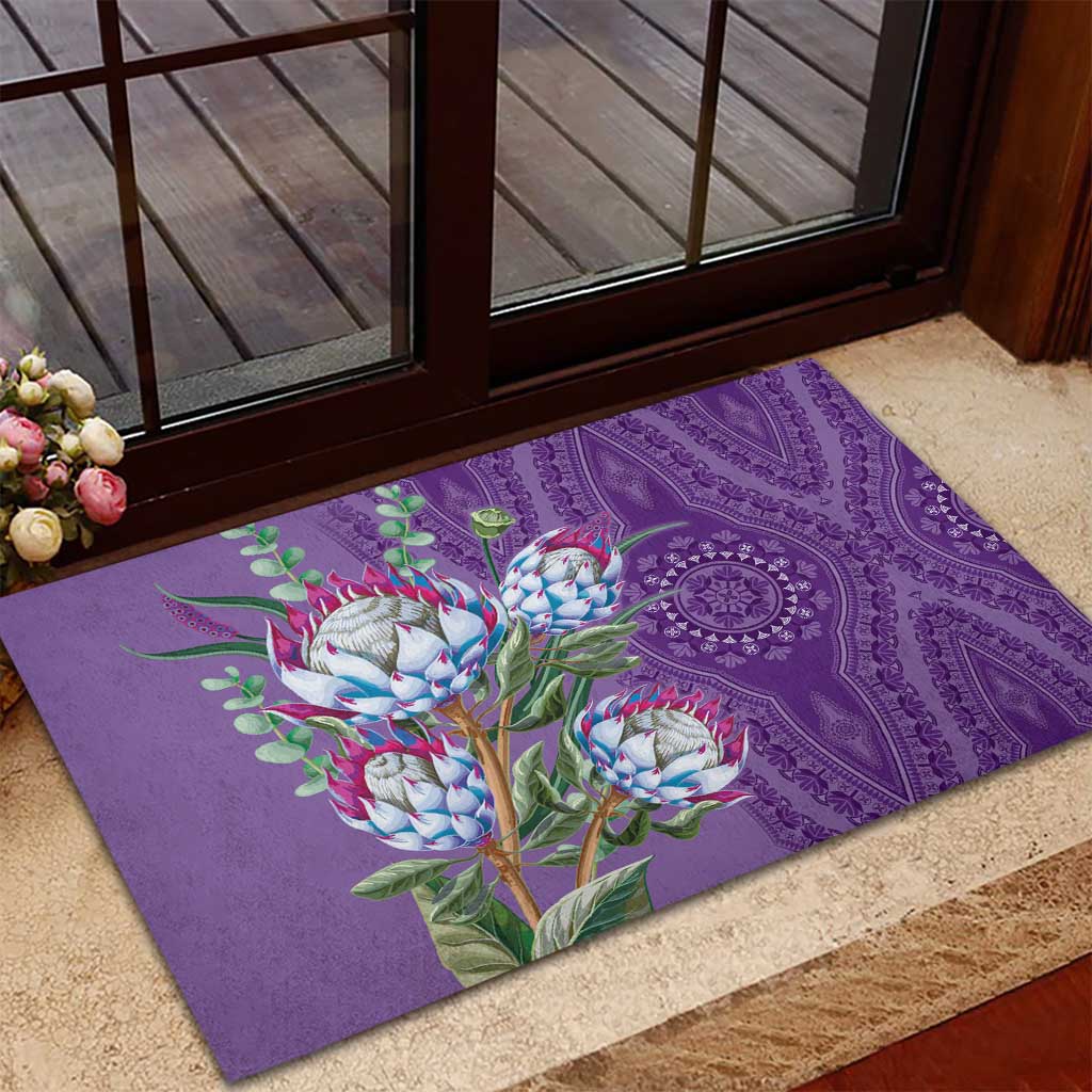 Africa King Proteas Dashiki Motif Rubber Doormat Violet Style - Wonder Print Shop