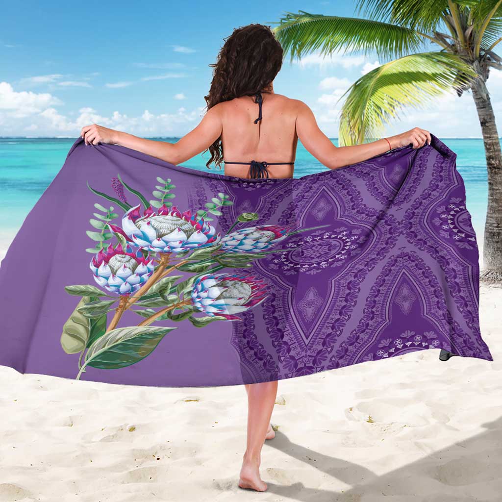 Africa King Proteas Dashiki Motif Sarong Violet Style - Wonder Print Shop