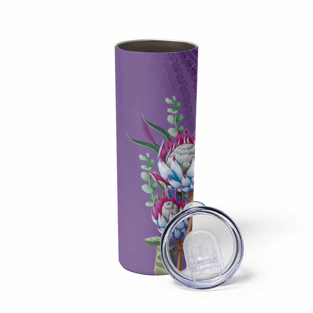 Africa King Proteas Dashiki Motif Skinny Tumbler Violet Style - Wonder Print Shop