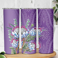 Africa King Proteas Dashiki Motif Skinny Tumbler Violet Style - Wonder Print Shop