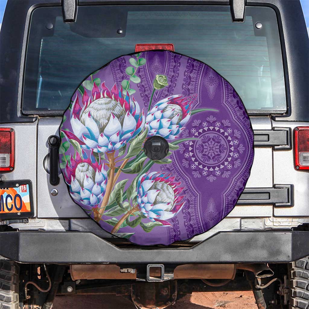 Africa King Proteas Dashiki Motif Spare Tire Cover Violet Style - Wonder Print Shop