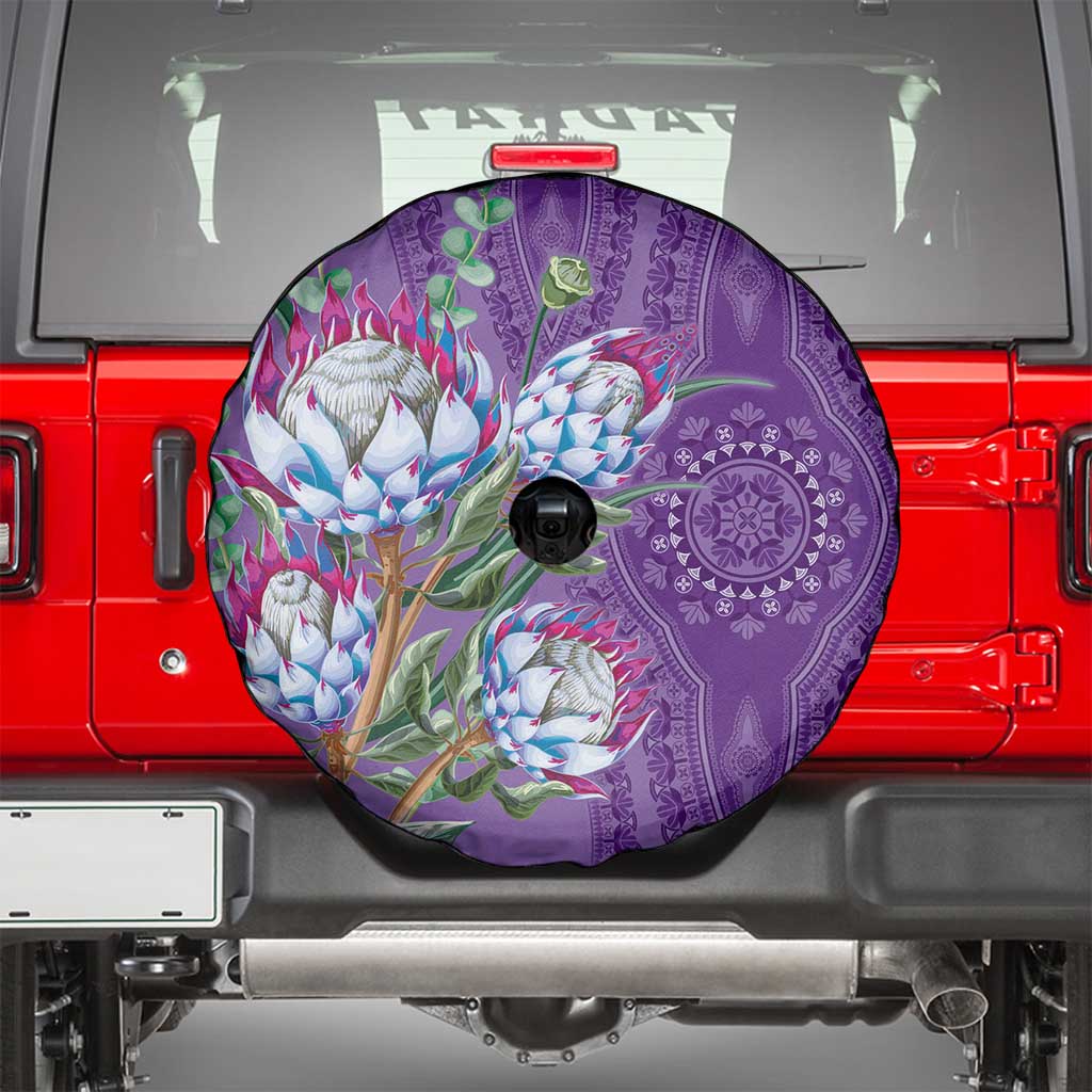 Africa King Proteas Dashiki Motif Spare Tire Cover Violet Style - Wonder Print Shop