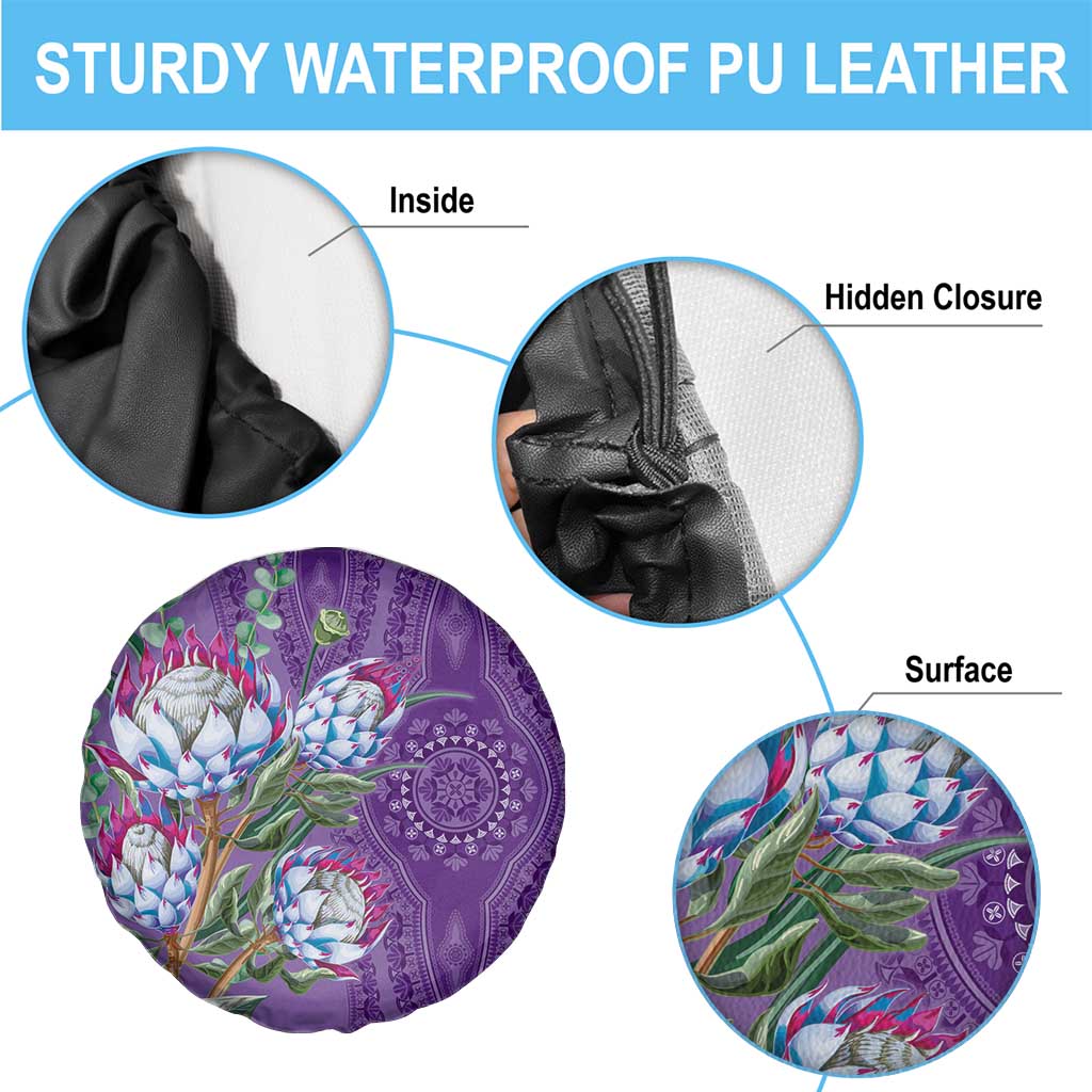 Africa King Proteas Dashiki Motif Spare Tire Cover Violet Style - Wonder Print Shop