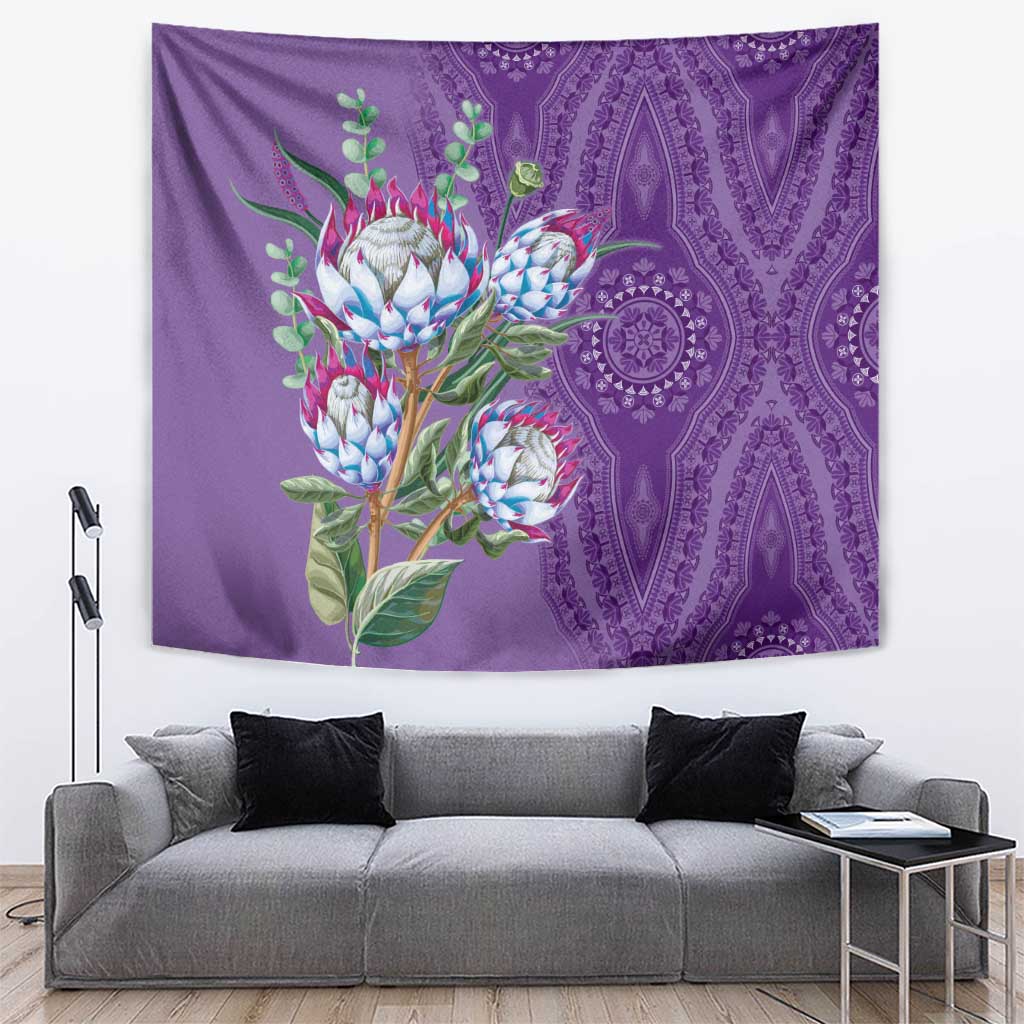 Africa King Proteas Dashiki Motif Tapestry Violet Style - Wonder Print Shop