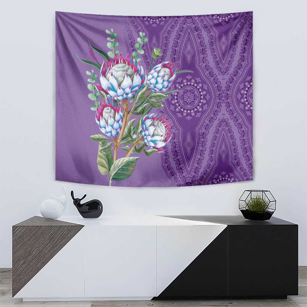 Africa King Proteas Dashiki Motif Tapestry Violet Style - Wonder Print Shop