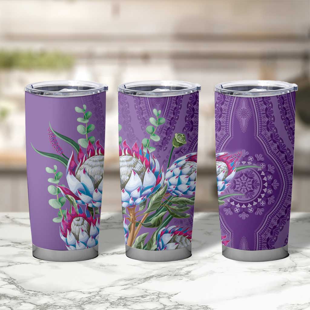 Africa King Proteas Dashiki Motif Tumbler Cup Violet Style - Wonder Print Shop