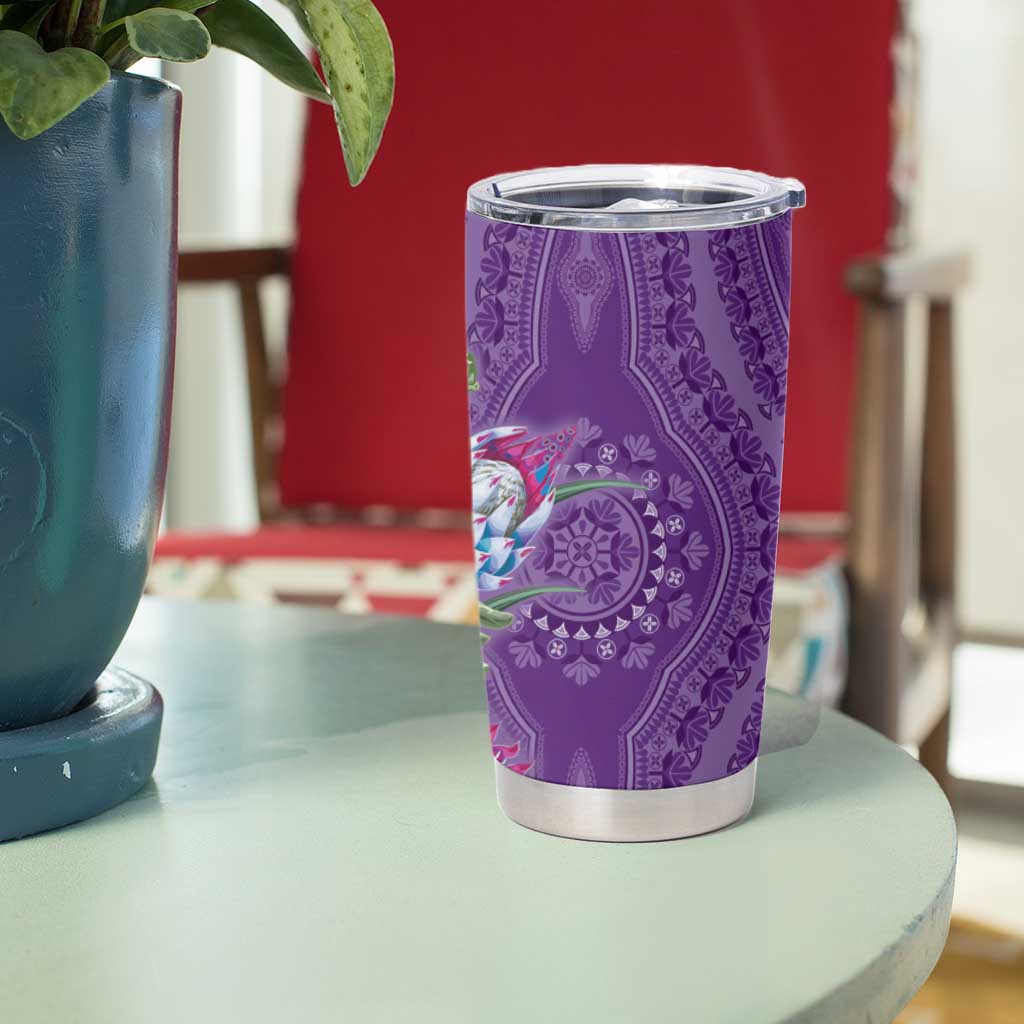 Africa King Proteas Dashiki Motif Tumbler Cup Violet Style - Wonder Print Shop