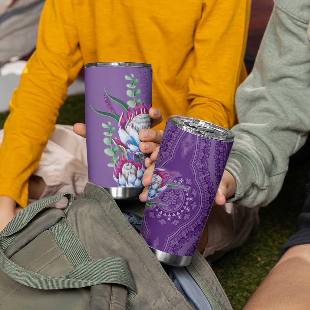 Africa King Proteas Dashiki Motif Tumbler Cup Violet Style - Wonder Print Shop