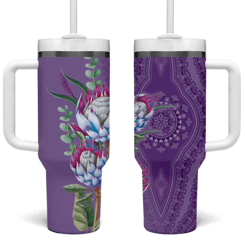 Africa King Proteas Dashiki Motif Tumbler With Handle Violet Style - Wonder Print Shop