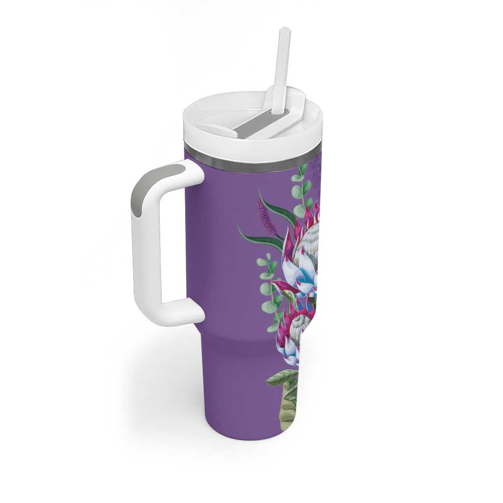 Africa King Proteas Dashiki Motif Tumbler With Handle Violet Style - Wonder Print Shop