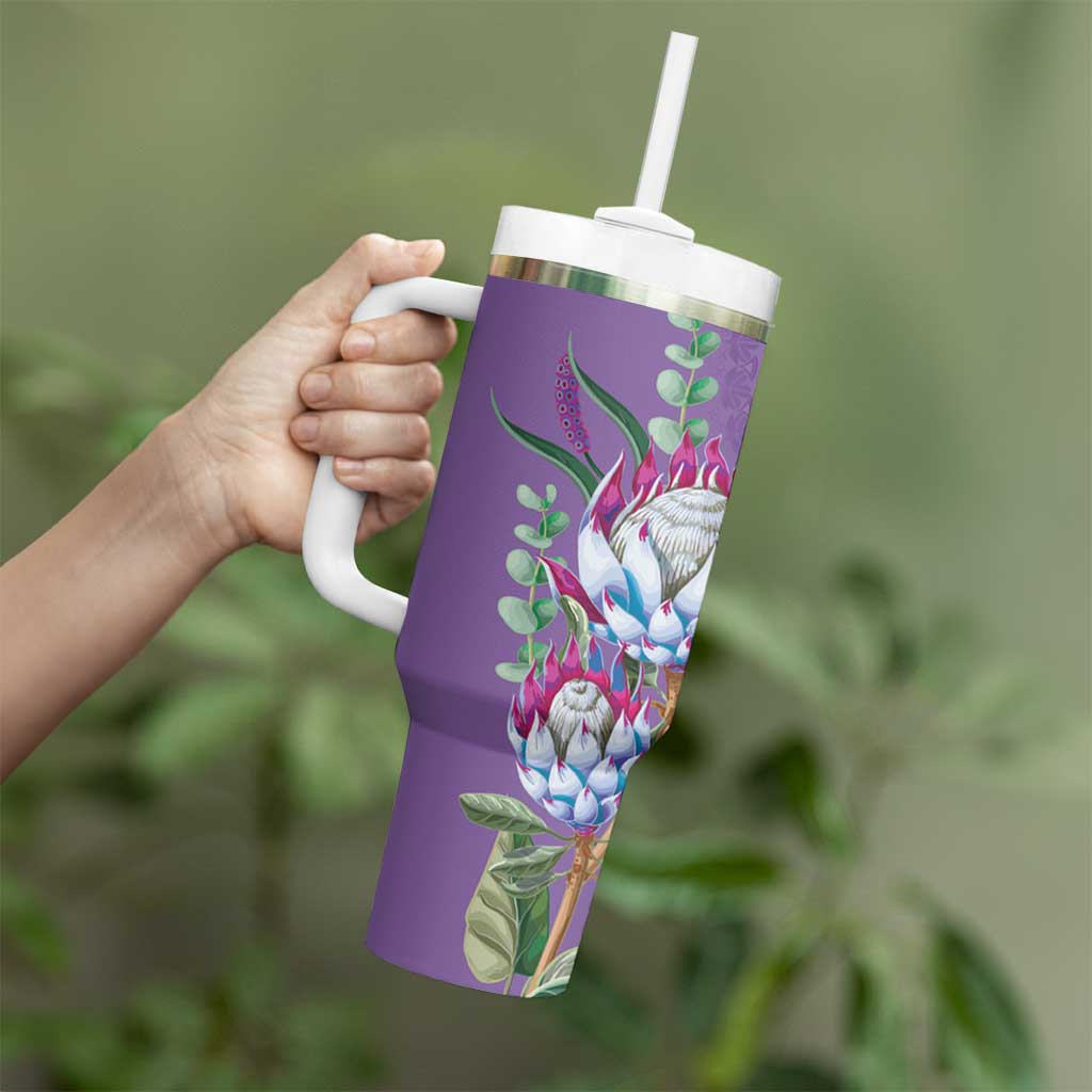 Africa King Proteas Dashiki Motif Tumbler With Handle Violet Style - Wonder Print Shop