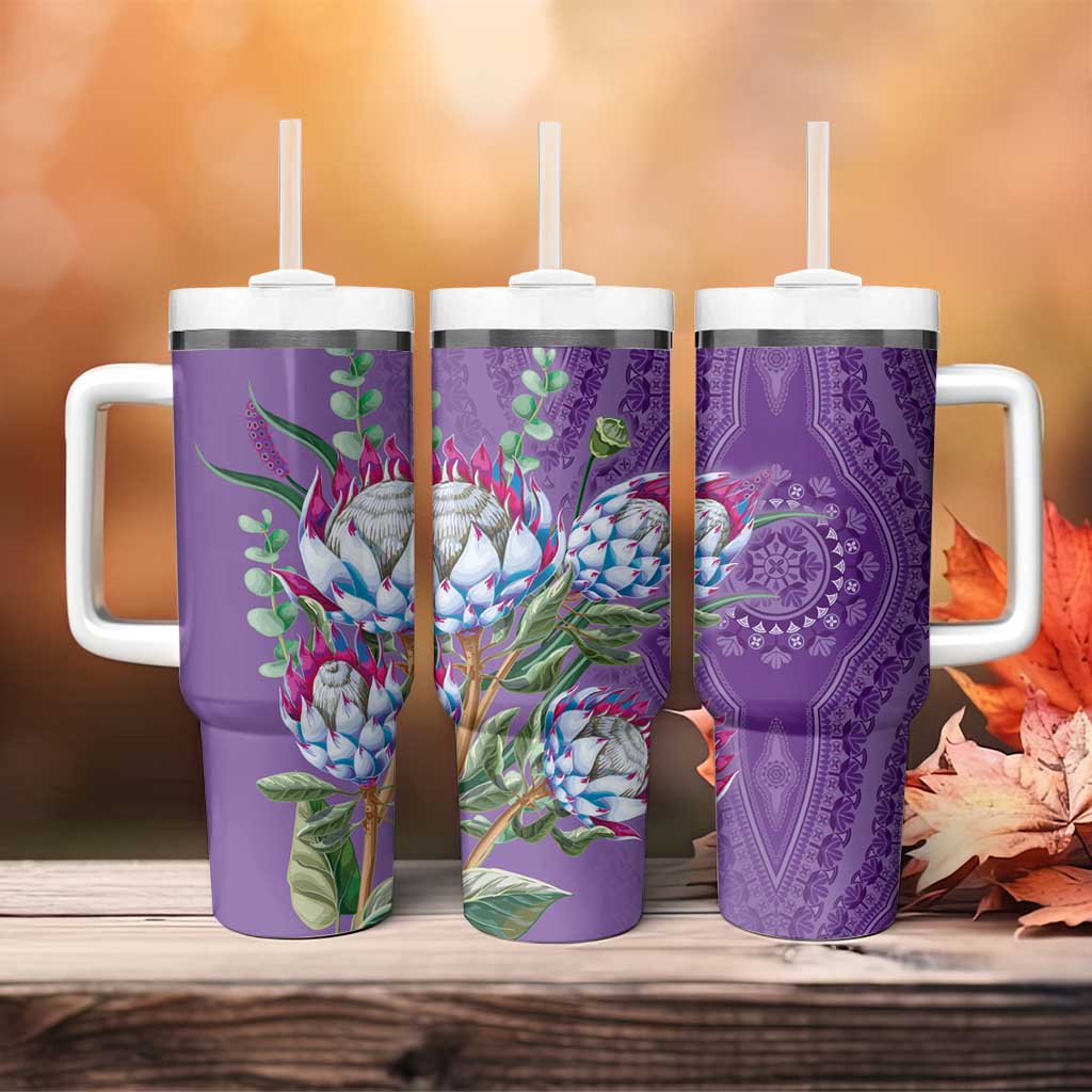 Africa King Proteas Dashiki Motif Tumbler With Handle Violet Style - Wonder Print Shop