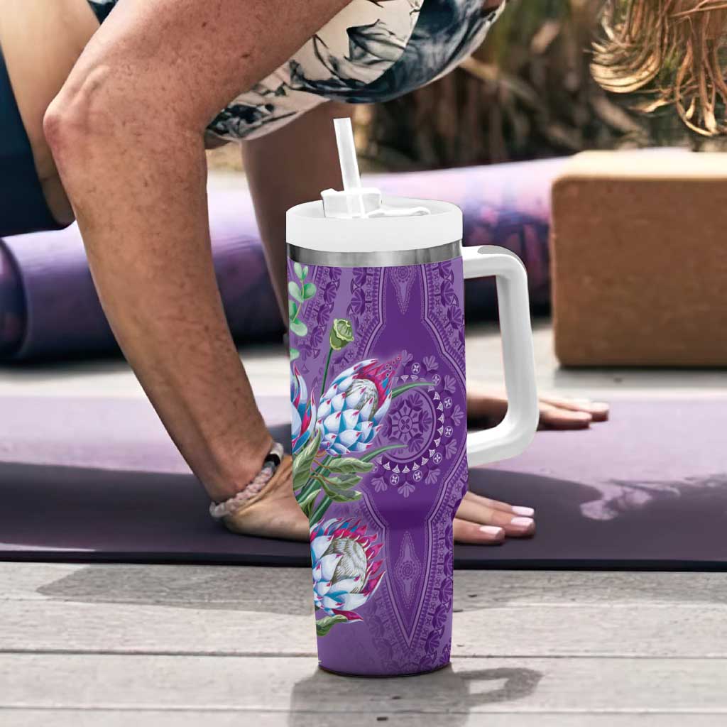 Africa King Proteas Dashiki Motif Tumbler With Handle Violet Style - Wonder Print Shop