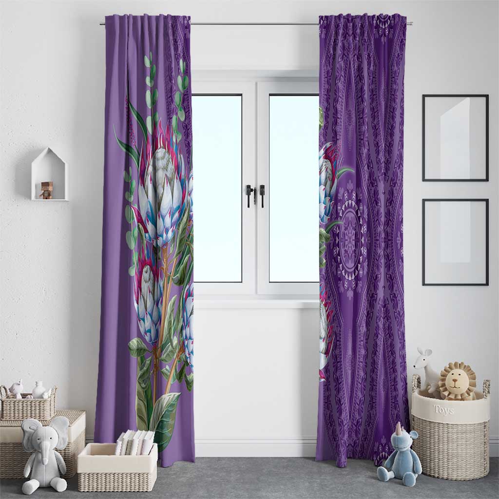 Africa King Proteas Dashiki Motif Window Curtain Violet Style - Wonder Print Shop