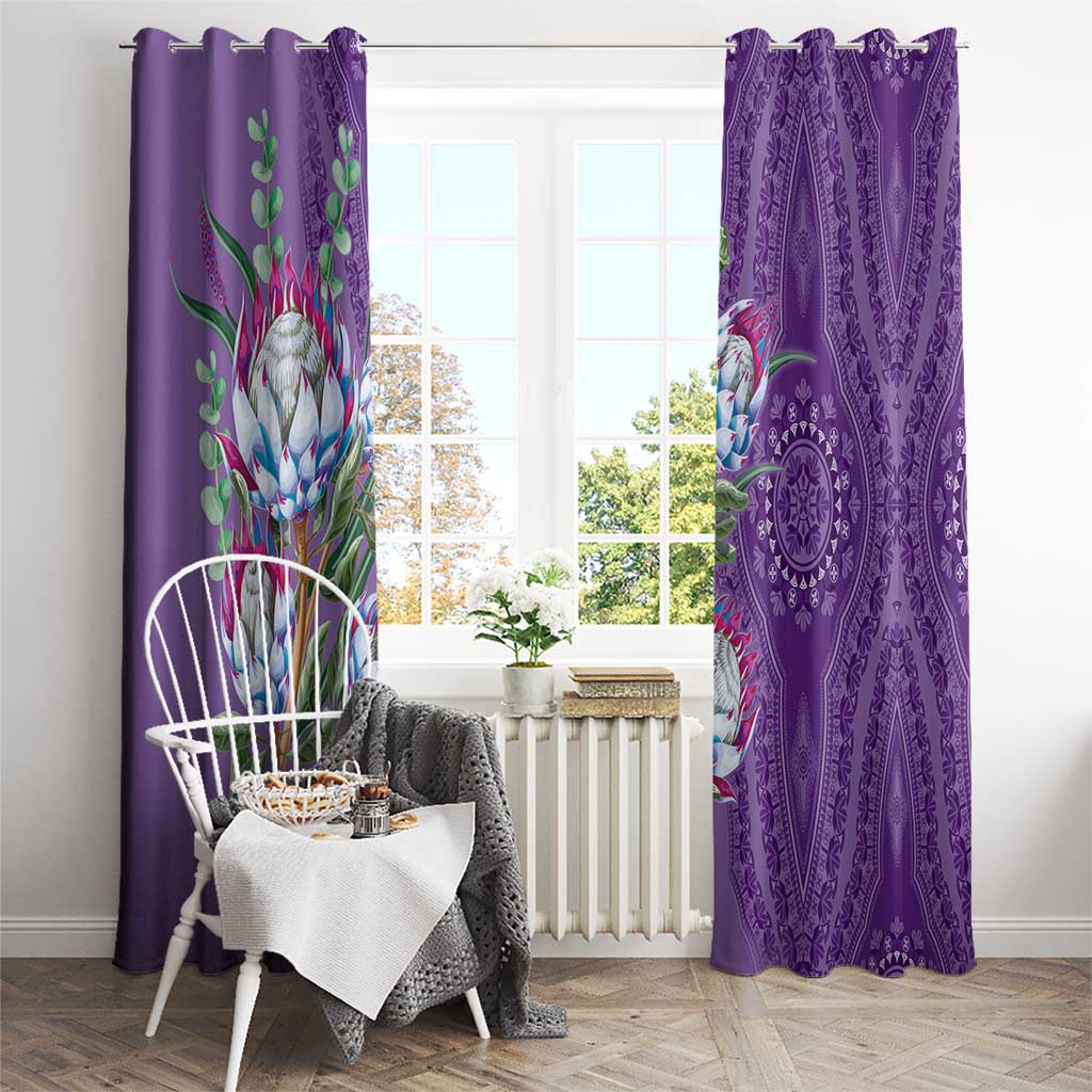 Africa King Proteas Dashiki Motif Window Curtain Violet Style - Wonder Print Shop