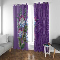 Africa King Proteas Dashiki Motif Window Curtain Violet Style - Wonder Print Shop