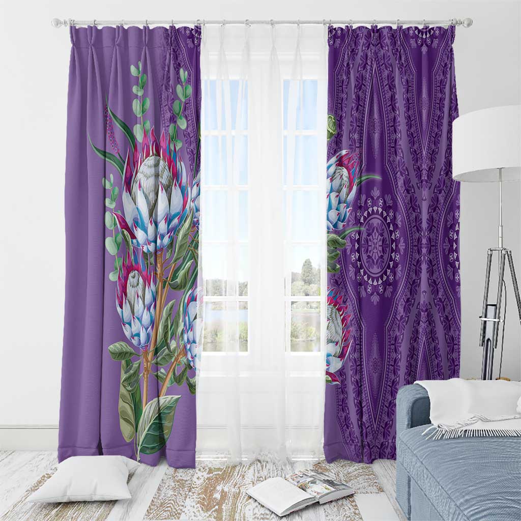 Africa King Proteas Dashiki Motif Window Curtain Violet Style - Wonder Print Shop
