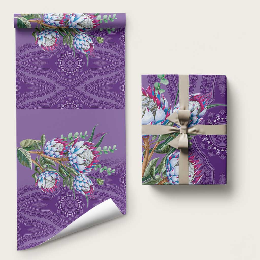 Africa King Proteas Dashiki Motif Wrapping Paper Violet Style - Wonder Print Shop