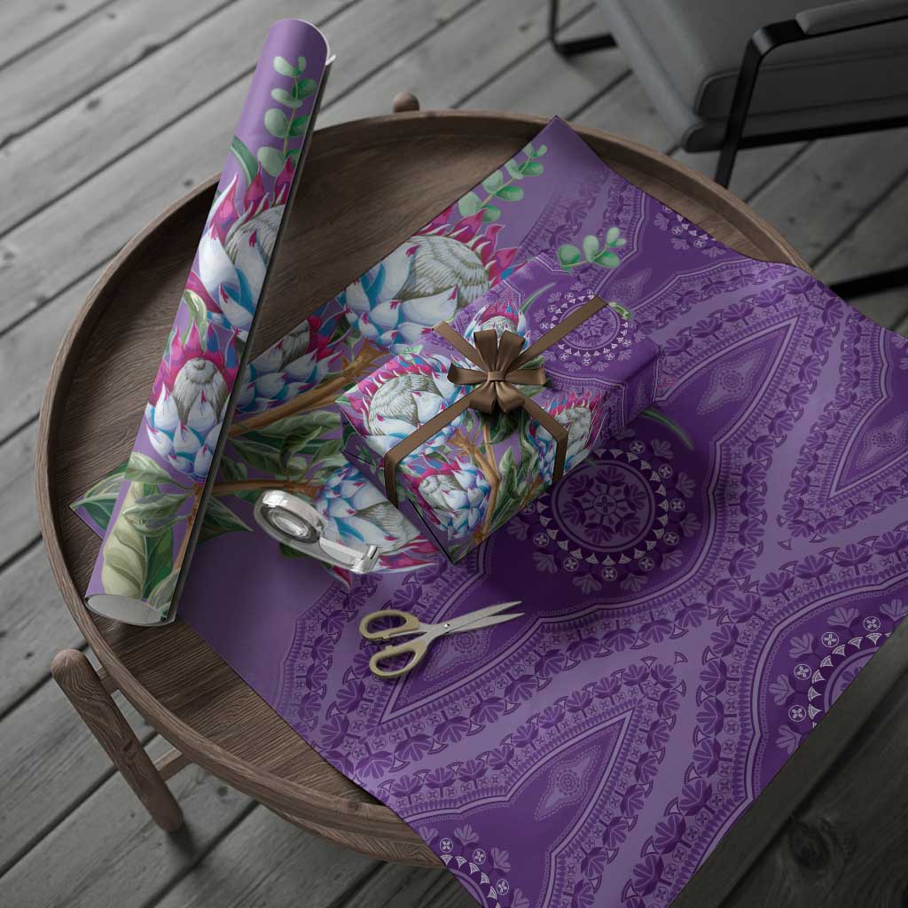 Africa King Proteas Dashiki Motif Wrapping Paper Violet Style - Wonder Print Shop