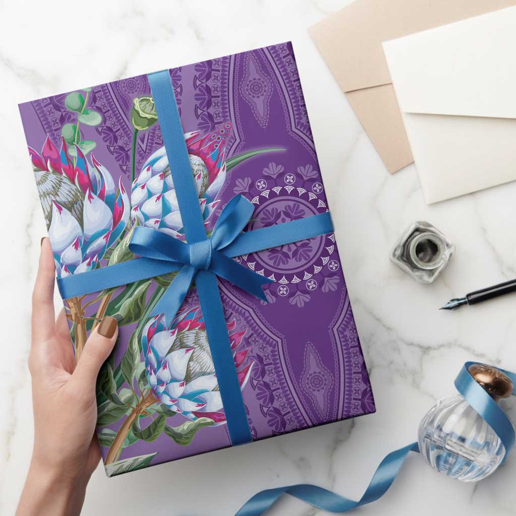 Africa King Proteas Dashiki Motif Wrapping Paper Violet Style - Wonder Print Shop
