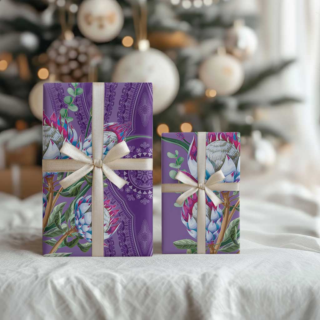 Africa King Proteas Dashiki Motif Wrapping Paper Violet Style - Wonder Print Shop