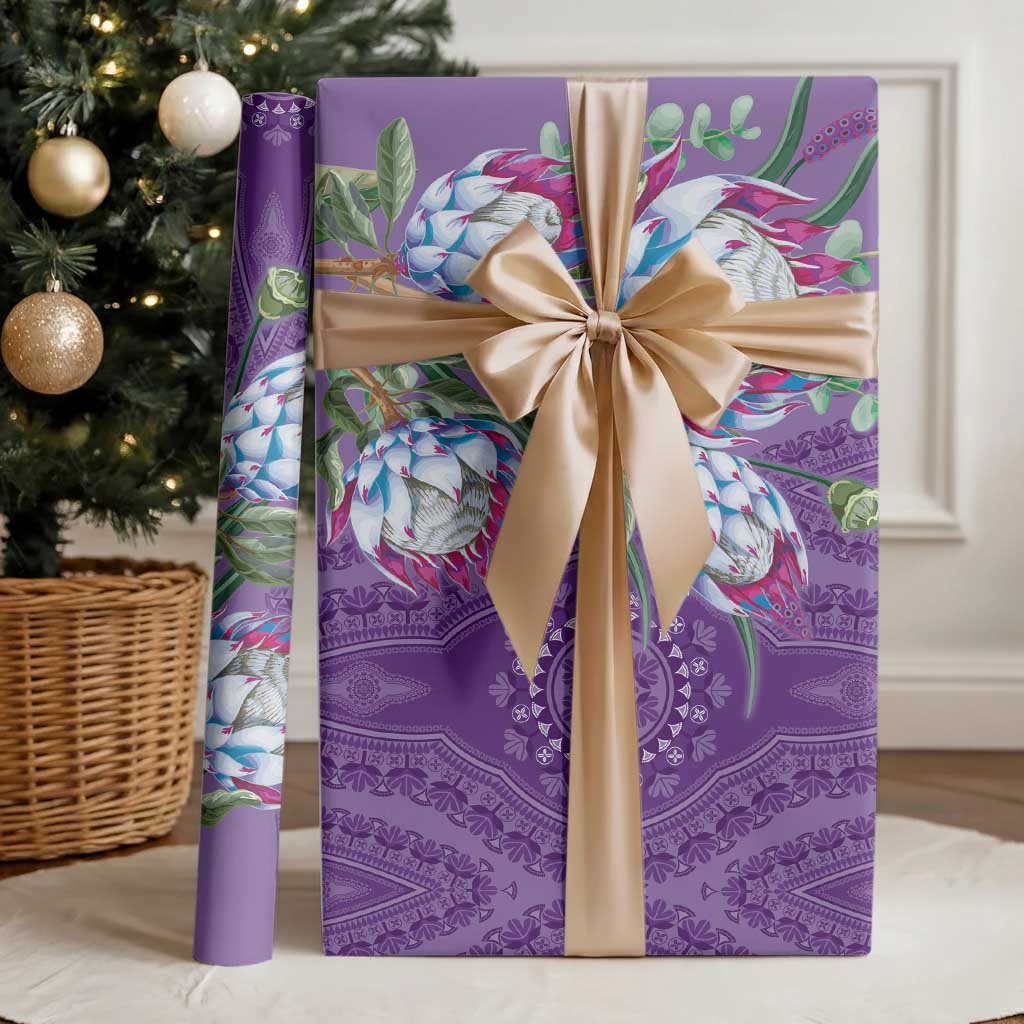 Africa King Proteas Dashiki Motif Wrapping Paper Violet Style - Wonder Print Shop