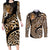 Africa Leopard Skin Pattern Couples Matching Long Sleeve Bodycon Dress and Long Sleeve Button Shirt Version 01 LT9 - Wonder Print Shop