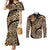 Africa Leopard Skin Pattern Couples Matching Mermaid Dress and Long Sleeve Button Shirt Version 01