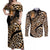 Africa Leopard Skin Pattern Couples Matching Off Shoulder Maxi Dress and Long Sleeve Button Shirt Version 01 LT9 - Wonder Print Shop