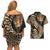 Africa Leopard Skin Pattern Couples Matching Off Shoulder Short Dress and Hawaiian Shirt Version 01 LT9 - Wonder Print Shop