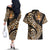 Africa Leopard Skin Pattern Couples Matching Off The Shoulder Long Sleeve Dress and Hawaiian Shirt Version 01 LT9 - Wonder Print Shop