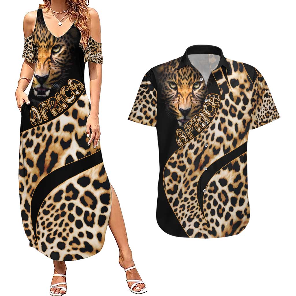 Africa Leopard Skin Pattern Couples Matching Summer Maxi Dress and Hawaiian Shirt Version 01 LT9 - Wonder Print Shop