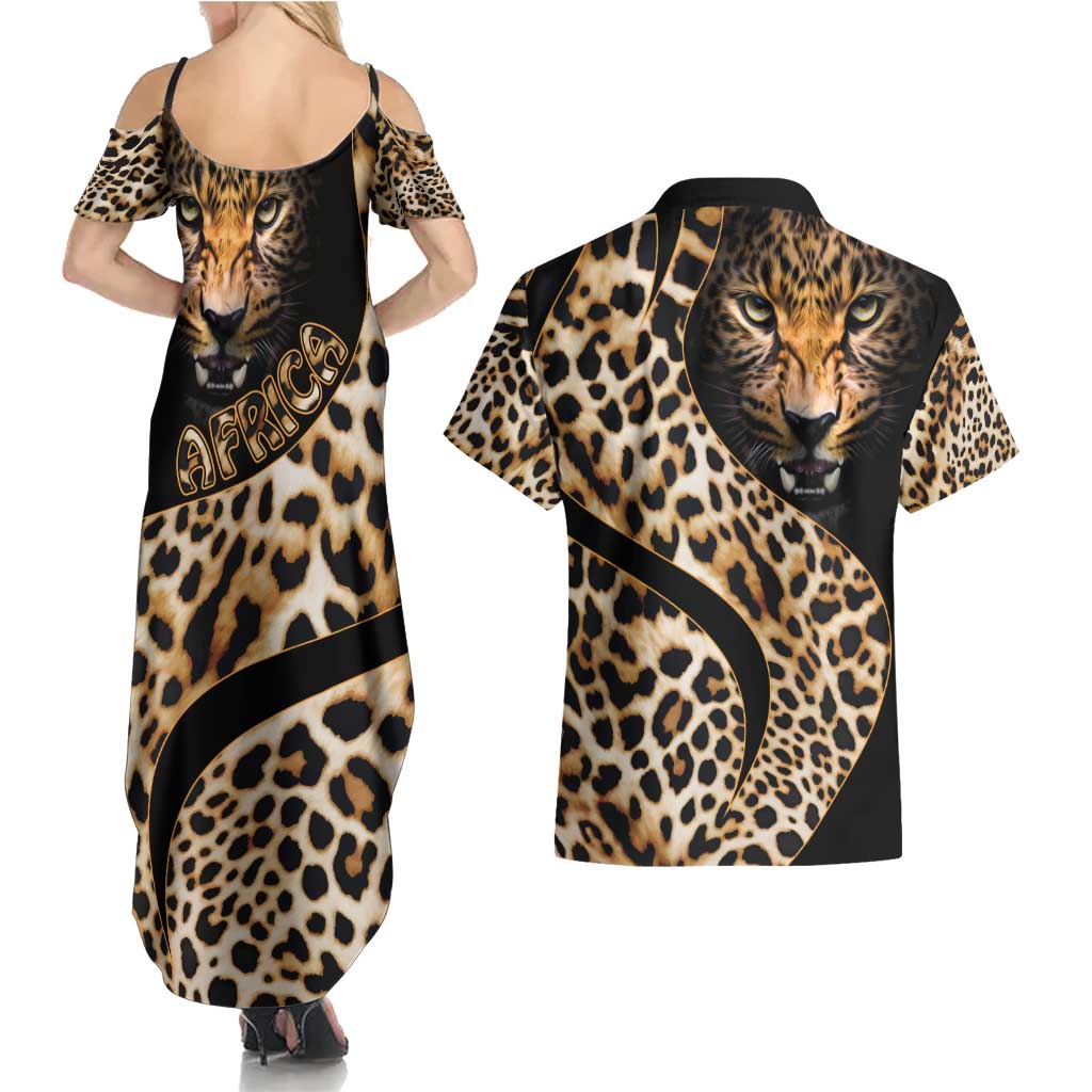 Africa Leopard Skin Pattern Couples Matching Summer Maxi Dress and Hawaiian Shirt Version 01 LT9 - Wonder Print Shop