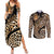 Africa Leopard Skin Pattern Couples Matching Summer Maxi Dress and Long Sleeve Button Shirt Version 01 LT9 - Wonder Print Shop