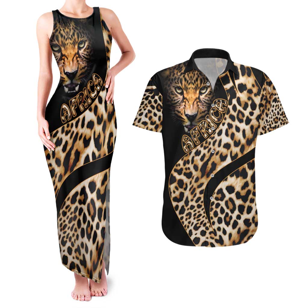 Africa Leopard Skin Pattern Couples Matching Tank Maxi Dress and Hawaiian Shirt Version 01 LT9 - Wonder Print Shop