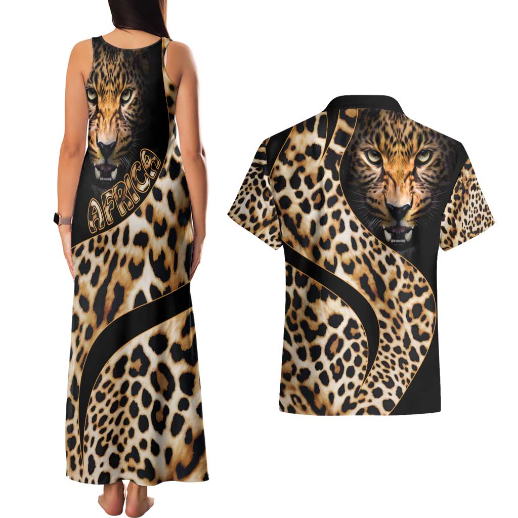 Africa Leopard Skin Pattern Couples Matching Tank Maxi Dress and Hawaiian Shirt Version 01 LT9 - Wonder Print Shop