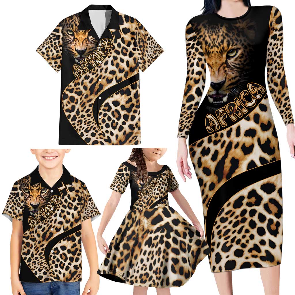 Africa Leopard Skin Pattern Family Matching Long Sleeve Bodycon Dress and Hawaiian Shirt Version 01 LT9 - Wonder Print Shop