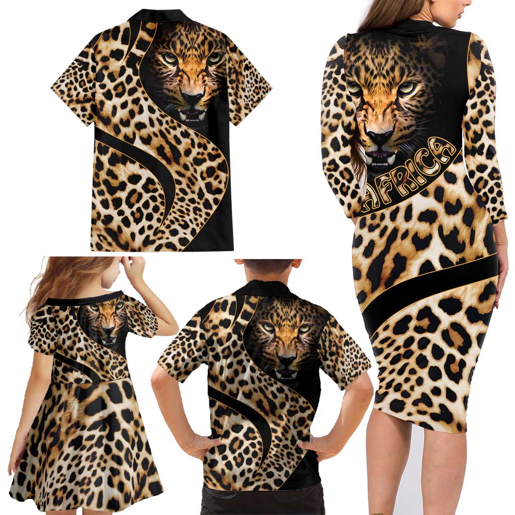 Africa Leopard Skin Pattern Family Matching Long Sleeve Bodycon Dress and Hawaiian Shirt Version 01 LT9 - Wonder Print Shop