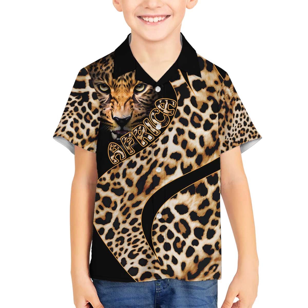 Africa Leopard Skin Pattern Family Matching Off Shoulder Short Dress and Hawaiian Shirt Version 01 LT9 - Wonder Print Shop